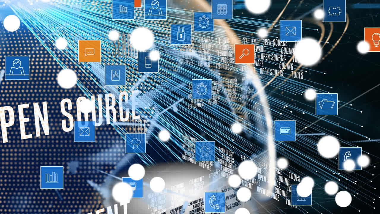 아이콘과 연결 네트워크와 함께 지구의 애니메이션