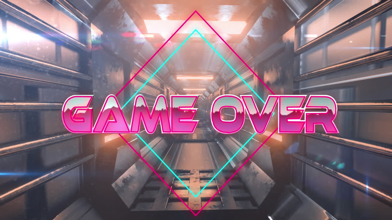 animación del juego sobre texto sobre túnel digital en movimiento