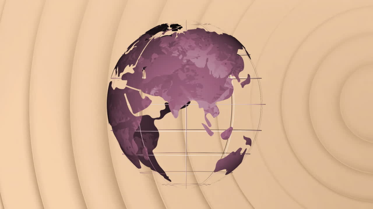 Animation of globe over circles on beige background