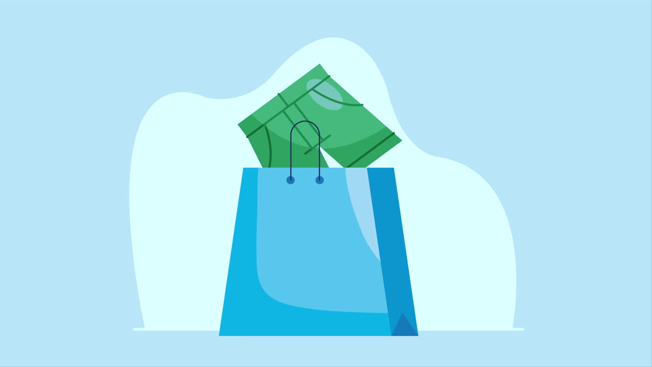 animación comercial de papel para bolsas de compras