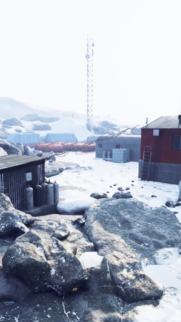 estación de investigación ártica en invierno