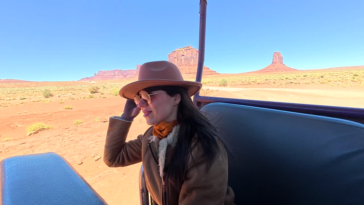 Happy Woman on a Desert Tour in Monument Valley