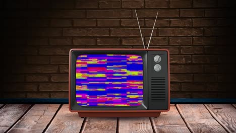 Animation-of-screen-of-vintage-television-set-with-stripes-in-seamless-loop