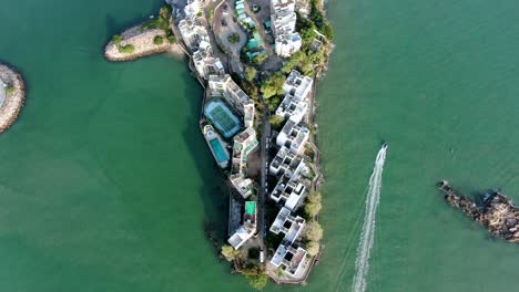 aerial view of hong kong gold coast pearl island