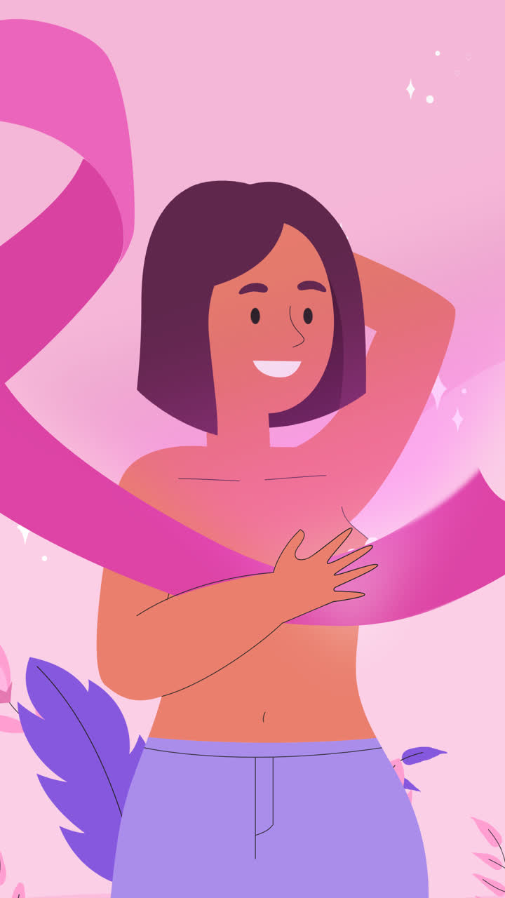 An animation of Illustration for breast cancer awareness month