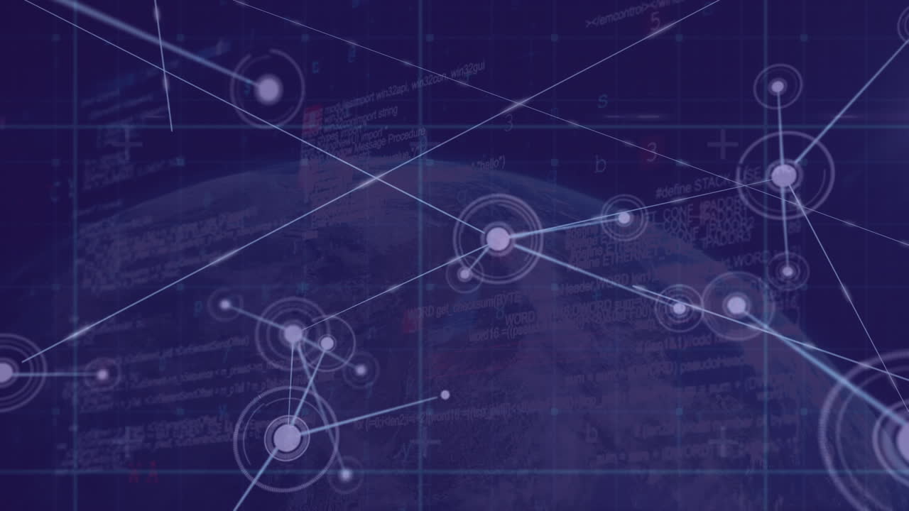 animación de la red de conexiones sobre procesamiento de datos y globo