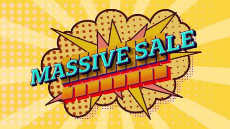 massive sale text on speech bubble against yellow background