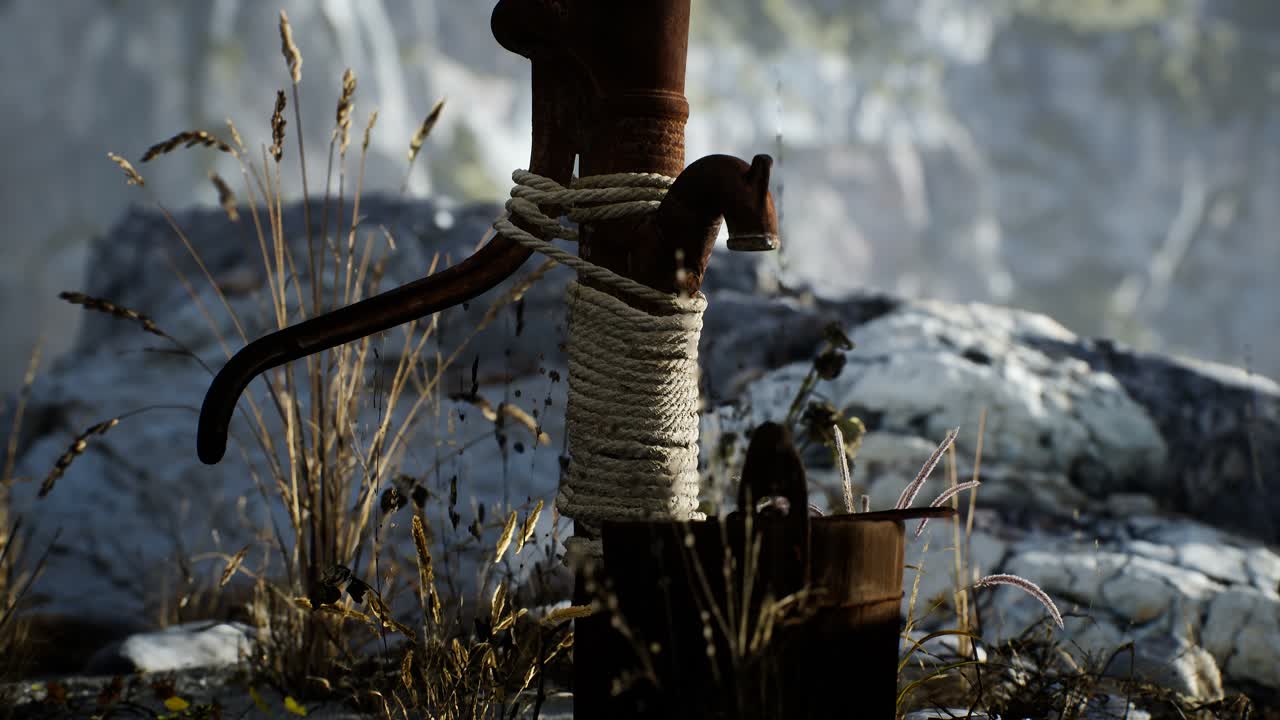 bomba de agua de mano retro oxidada