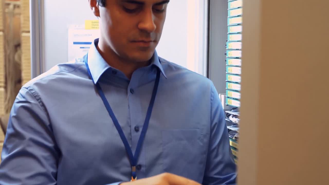 Technician using digital tablet