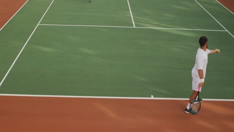 tennis players playing a point