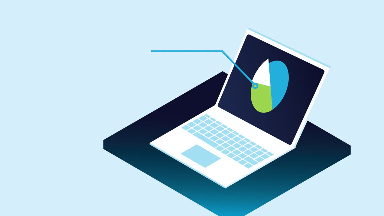 portátil con gráfico de diagrama de pastel