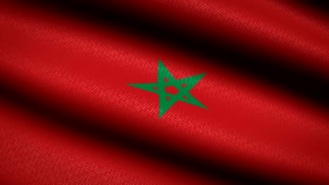 morocco flag waving textile textured background. seamless loop animation. full screen. slow motion. 4k video