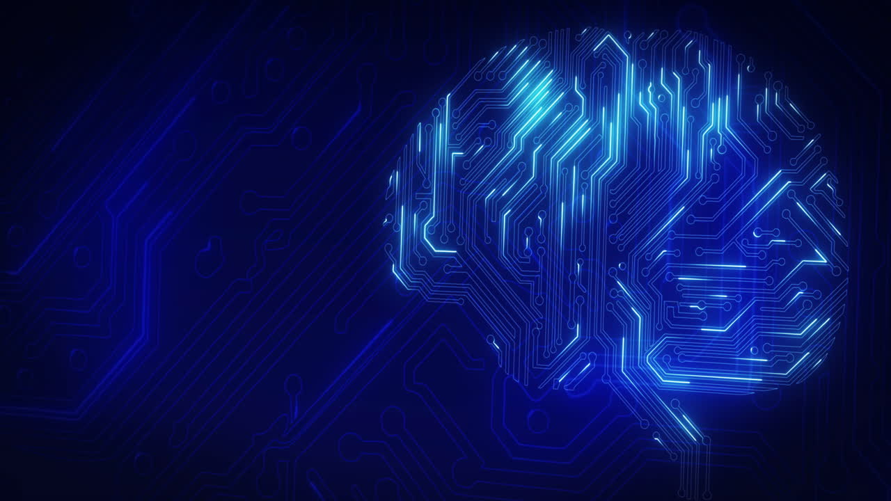 Artificial Intelligence Brain on Circuit Board