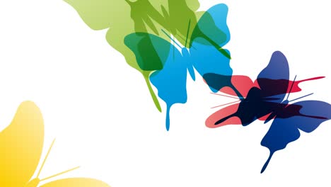 coloridas mariposas voladoras sobre un fondo blanco. ilustración abstracta animada. primavera