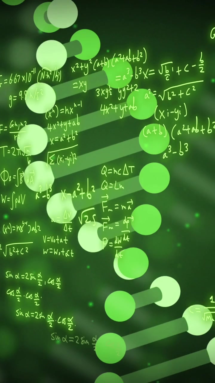 Animation of dna strand and scientific data processing over black background