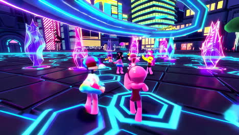 neon city party - virtual game characters