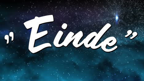 animation of einde text over glowing stars