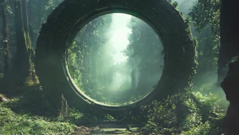 a tunnel in the middle of a forest with a path through it