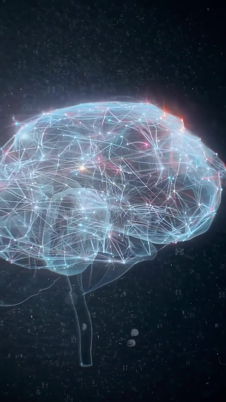 Abstract Cervello umano con connessioni di rete neurale luminose