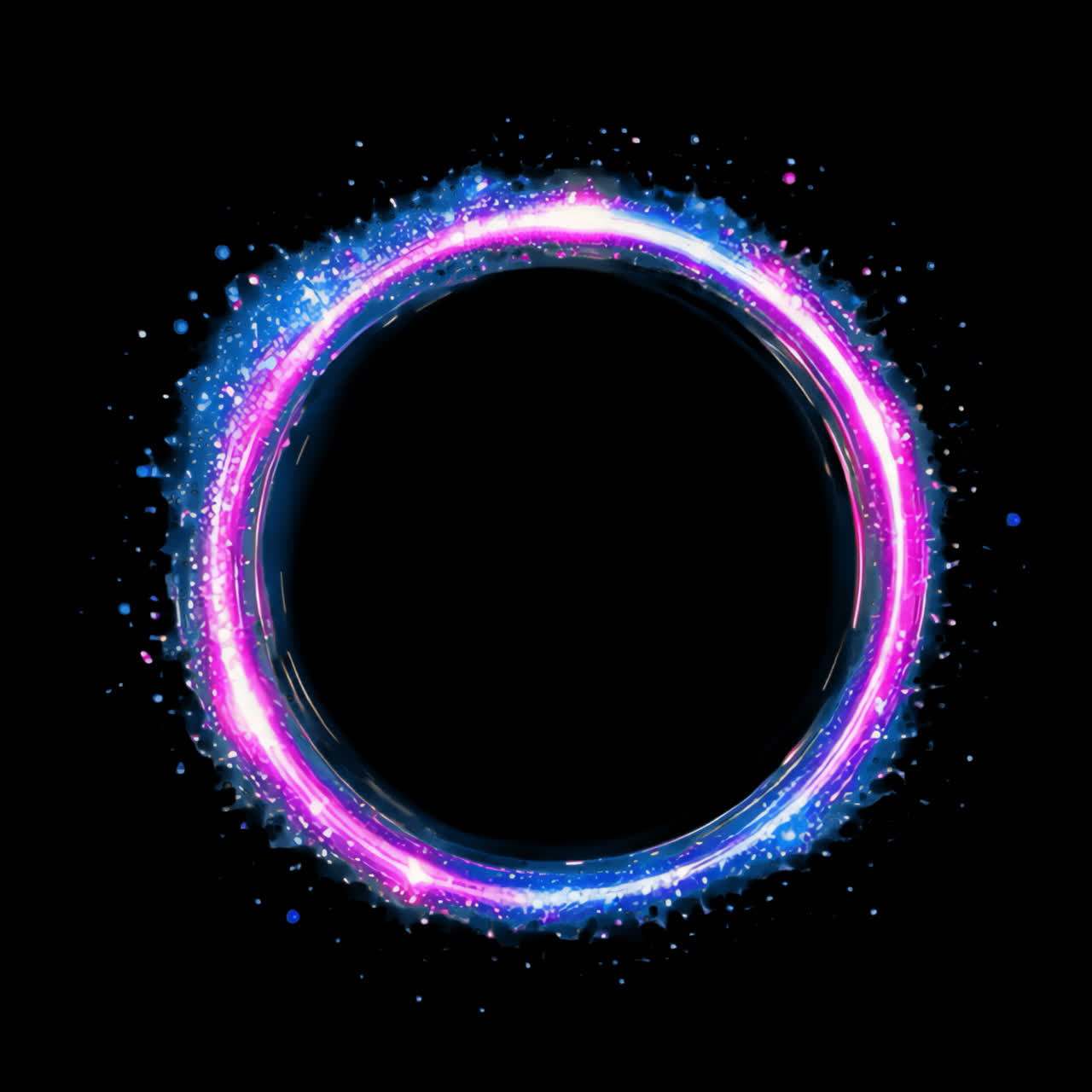 Vibrant neon circular energy animation isolated asset, transparent 4K video, alpha channel, ProRes