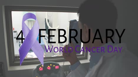 animación del día mundial del cáncer sobre un médico asiático durante una tomografía