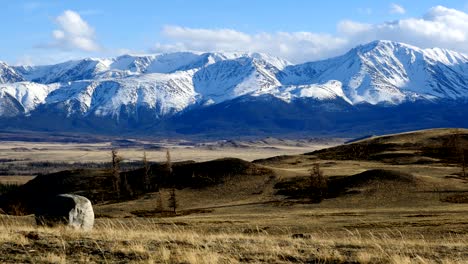 mountain valley and snowy peaks seamless loop