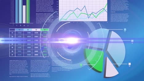 Animation-of-light-moving-over-processing-circle-on-scientific-graph-and-data