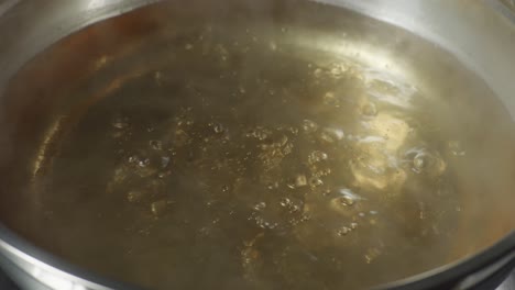 close up of boiling soup pot. sukiyaki or shabu in a pot