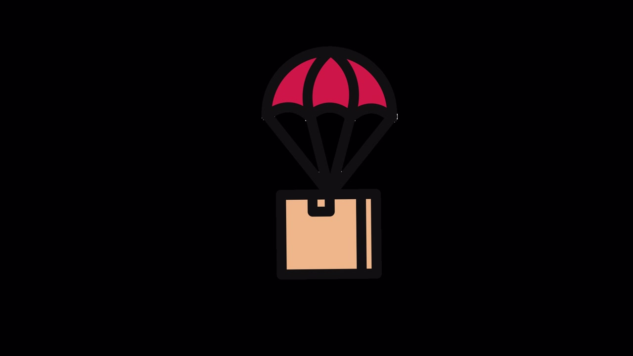 Flat Design Animation of a Parachute Delivering a Box