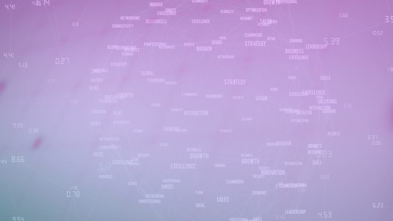 Animation of interface with data processing against purple background