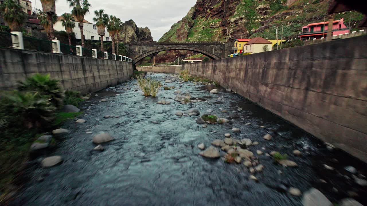 River and Bridge in a Cityscape