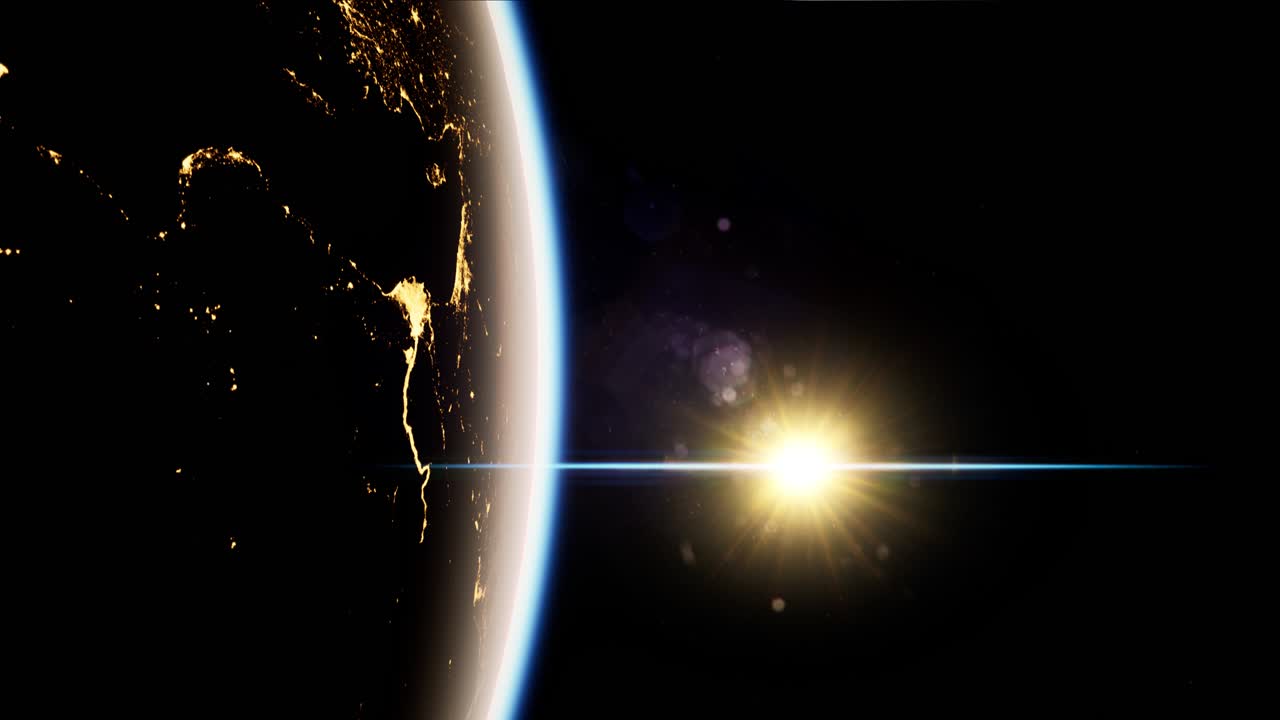 밤에 우주, 태양, 지구