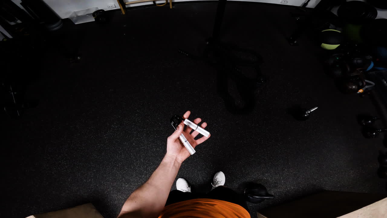 Person Jumping Rope in Home Gym