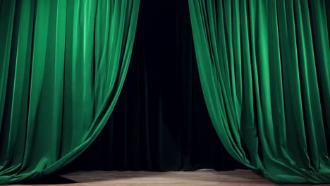 green stage curtain