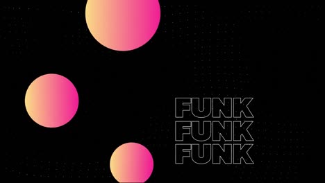 animation of funk text over pink geometrical shapes