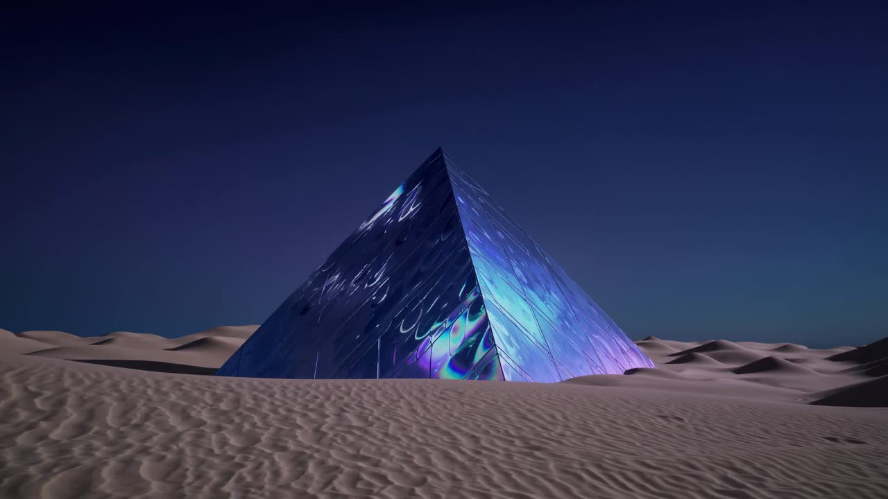 Pyramid in the Desert at Night