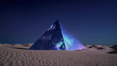 pyramid in the desert at night
