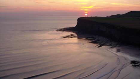 Saltburn-static-drone-shot-of-dawn-blue-hour-sunrise-over-Huntcliff-headland---DJI-Inspire-2