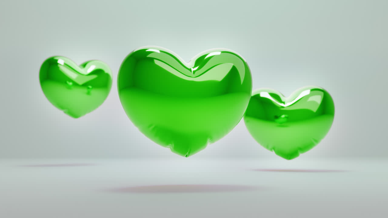 Green Balloon Hearts