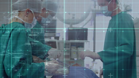 animación del procesamiento de datos sobre diversos médicos durante la cirugía
