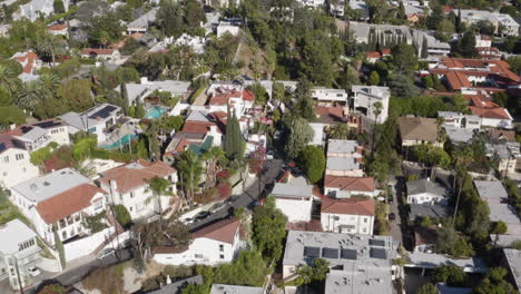 aerial crawl over whitley heights neighborhood in hollywood california