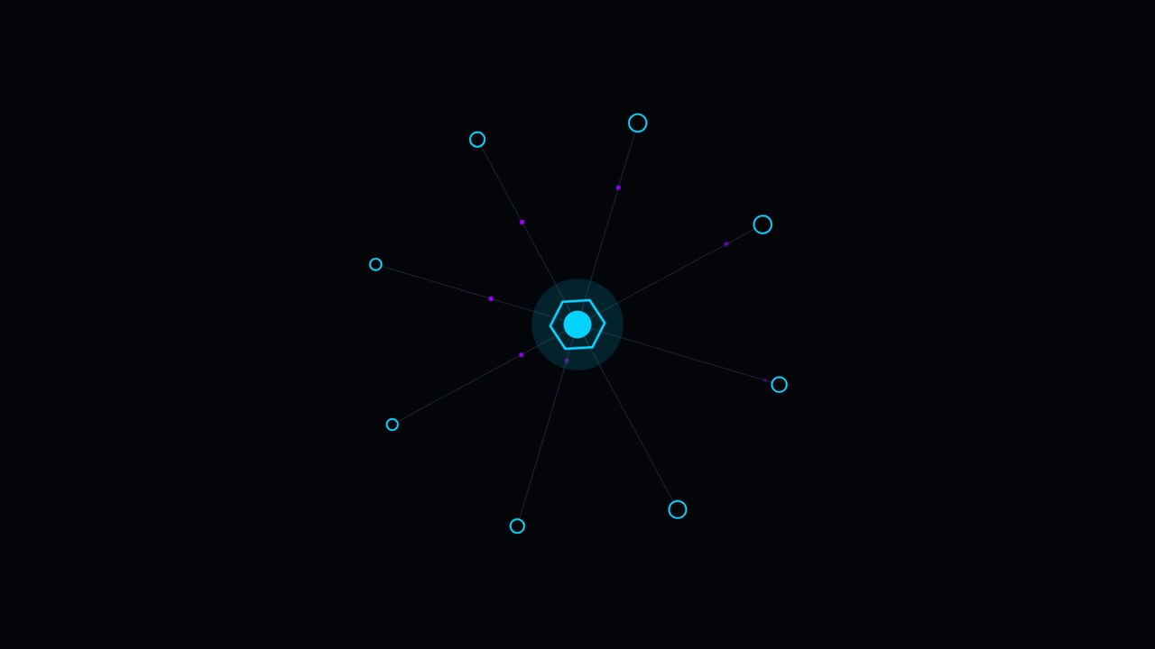 Abstract Digital Hexagon Network Animation on Dark Background