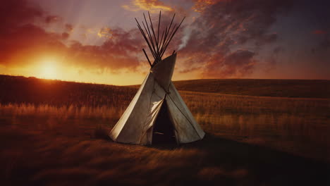 teepee at sunset