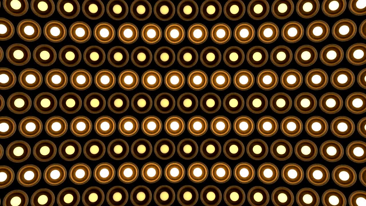 Lights flashing wall round bulbs pattern rotation stage wood background vj loop
