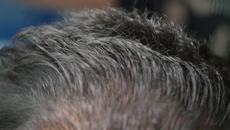 closeup of hair being combed and styled at a salon