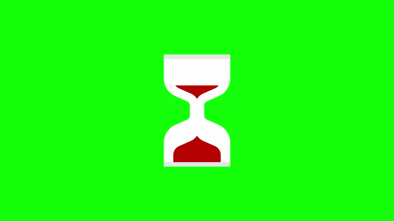 Hourglass Loading Cursor animation loop animation. Hourglass loader. 4K resolution animation on chromakey green background.