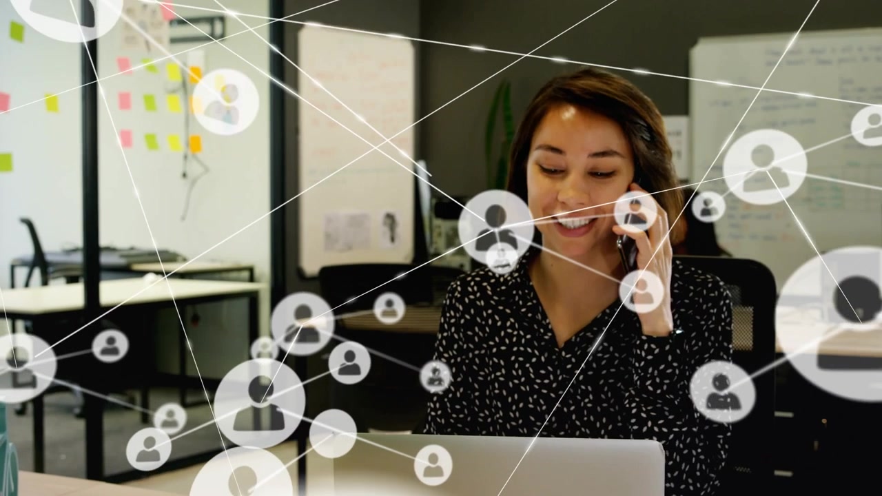 Animated global business network video showcases digital social media interface.