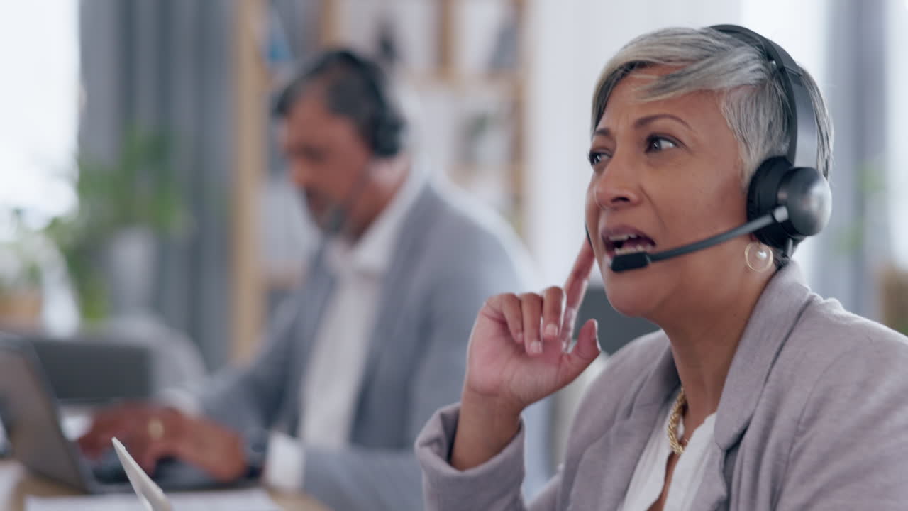 Business people, face and call center