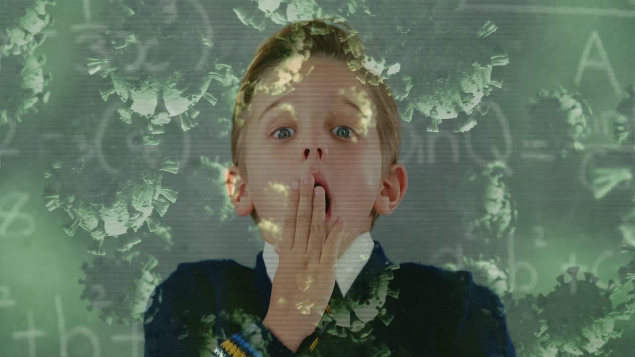 코로나바이러스 세포가 학교생을 놀라게 했습니다.