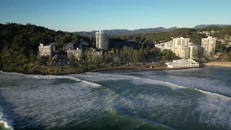 aerial over burleigh heads, gold coast, australia